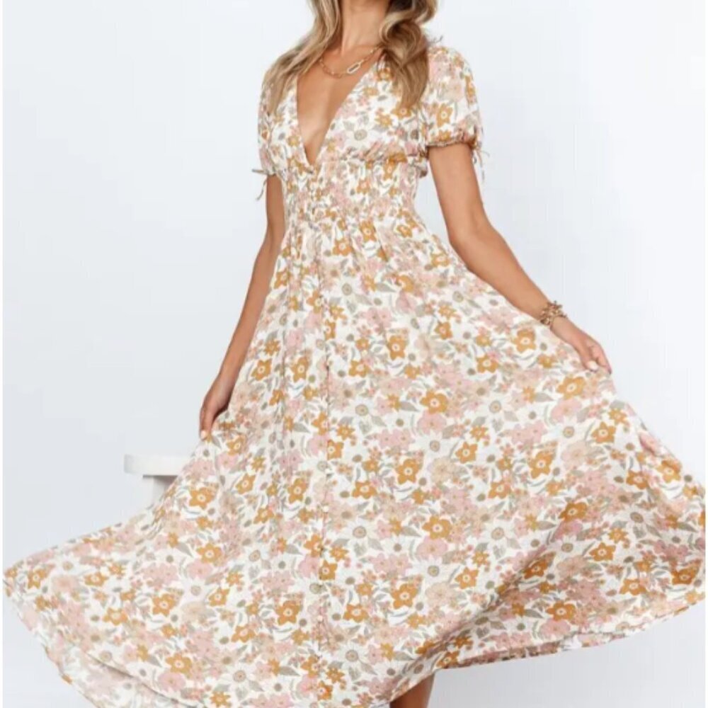 🌸 Simplee Floral Midi Dress | Size M | Boho Chic 🌸 - Picture 2 of 11